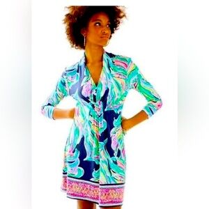 NWT Lilly Pulitzer Bright Navy Don't Leave Me Hanging Margate Dress Medium